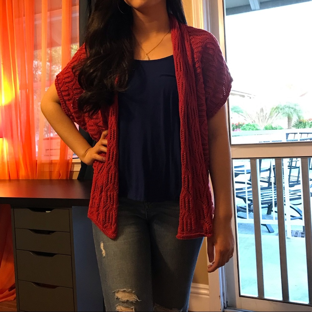 Knitted Dark Orange Cardigan
